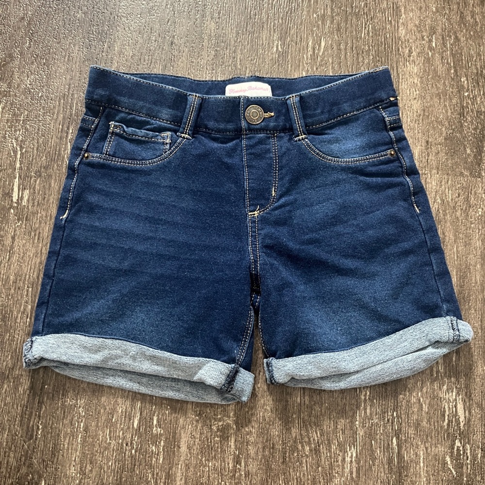 Tommy Bahama Girls Dark Wash Denim Jean Shorts Cuffed Hem Size 10
